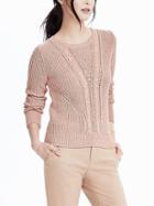 Banana Republic Womens Cable Pullover Sweater Size L - Pink Blush