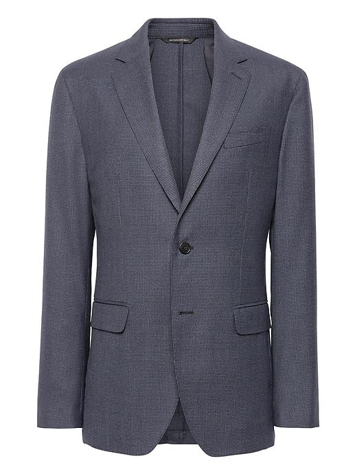 Banana Republic Mens Slim Smart-weight Performance Wool Blend Houndstooth Suit Jacket Navy Size 34
