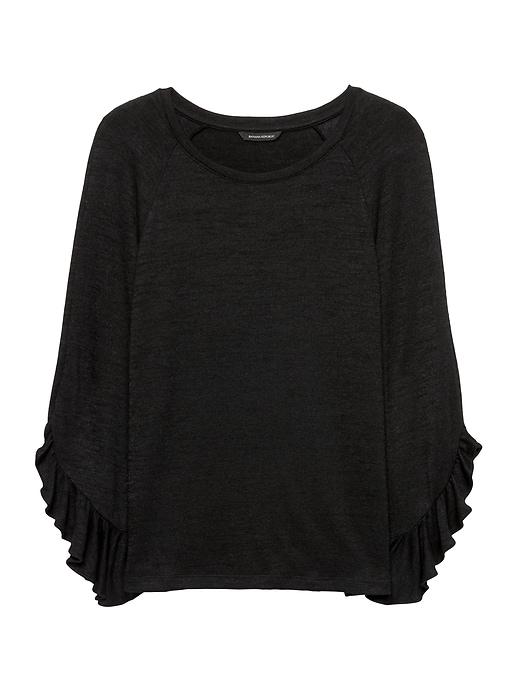 Banana Republic Womens Luxespun Flutter-sleeve T-shirt Black Size Xs