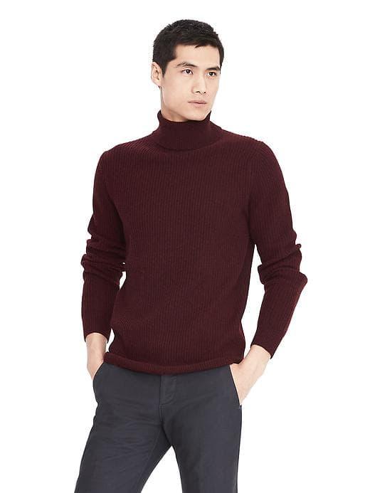 Banana Republic Mens Heritage Elbow Patch Turtleneck - Cranberry