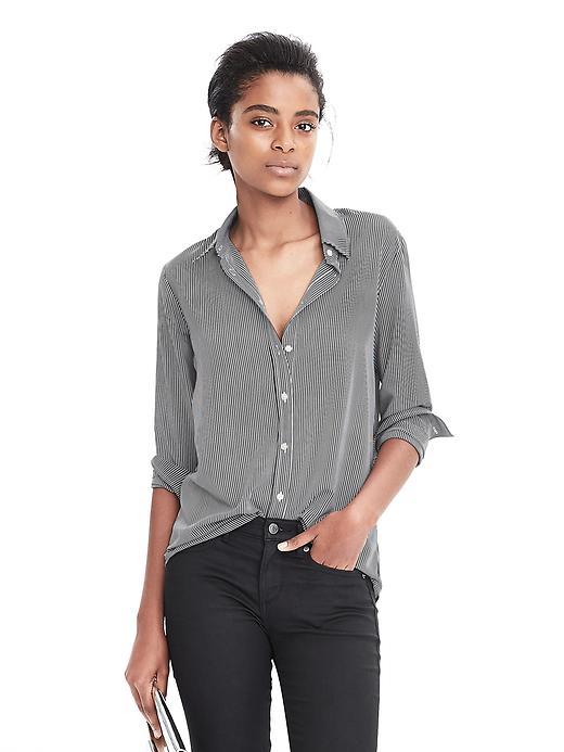 Banana Republic Dillon Fit Stripe Shirt - Black