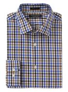 Banana Republic Mens Grant Slim Fit Supima Cotton Check Shirt - Cabin Brown