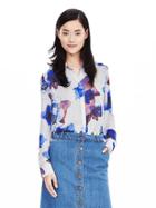 Banana Republic Dillon Fit Watercolor Floral Shirt Size L Petite - Blue
