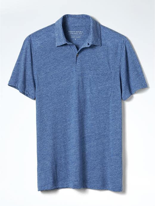 Banana Republic Mens Soft Wash Pocket Polo - Cascade Blue