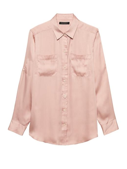 Banana Republic Petite Dillon Classic-fit Soft Satin Utility Shirt
