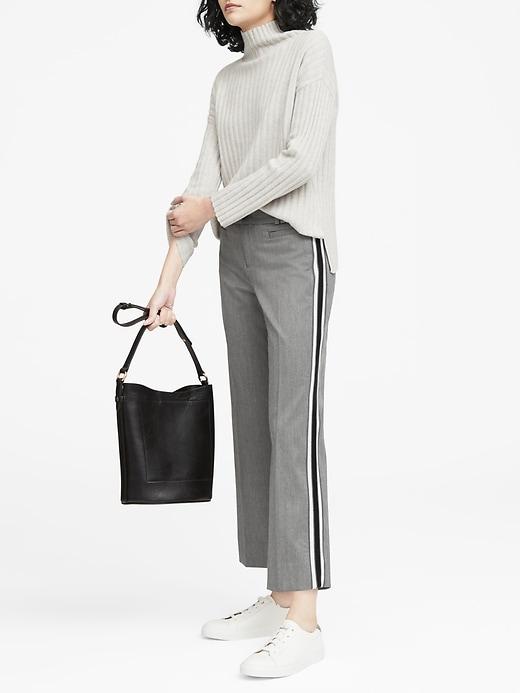 Banana Republic Womens Japan Online Exclusive Logan Trouser-fit Cropped Side-stripe Pant Heather Medium Gray Size 0