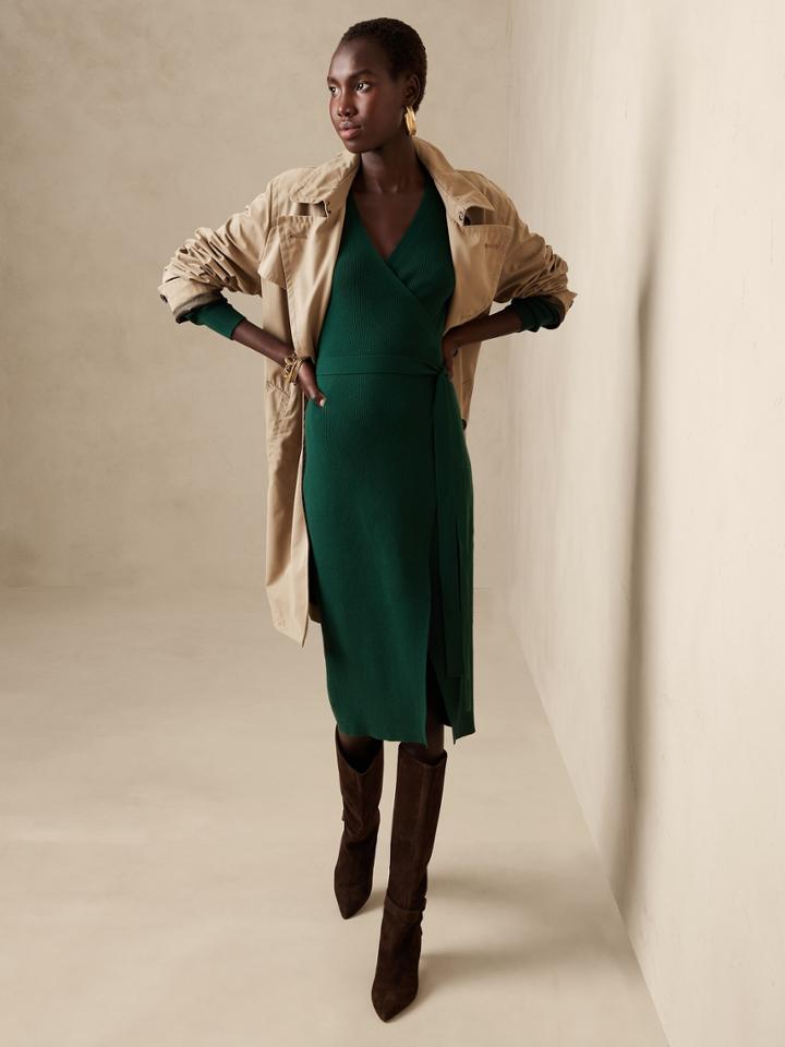 Netta Ribbed Wrap Dress