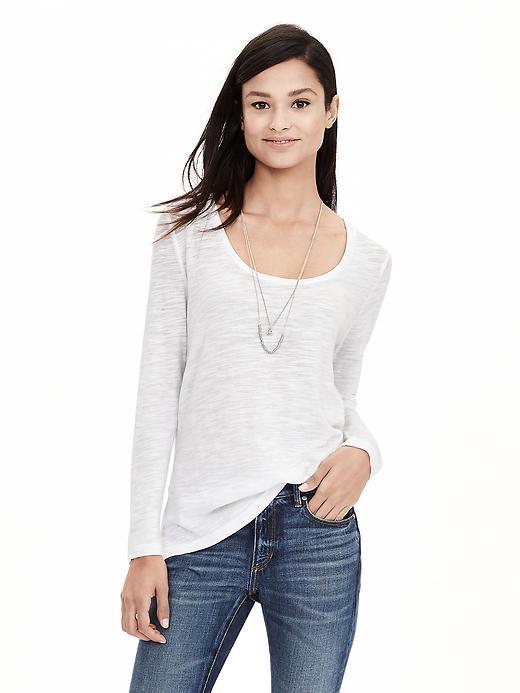 Banana Republic Womens Slubbed Scoop Neck Tee Size L - White