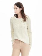 Banana Republic Womens Beaded Sweatshirt Size L - Cream