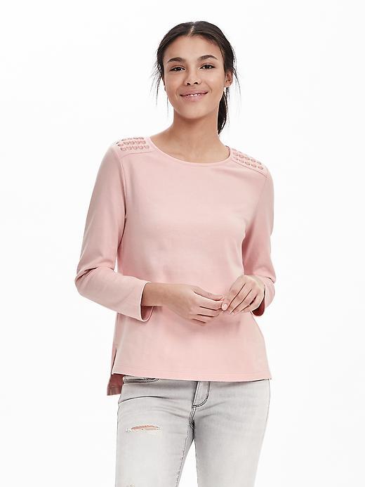 Banana Republic Embellished Shoulder Top Size L Petite - Venetian Pink