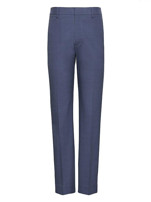 Banana Republic Mens Slim Non-iron Stretch Cotton Plaid Pant Navy Size 30w