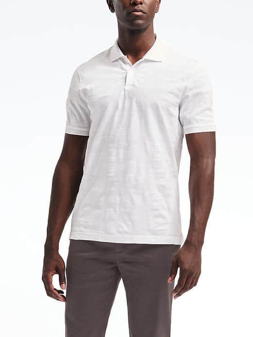 Banana Republic Mens Luxury Touch Camo Polo - White