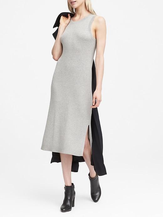 Banana Republic Womens Petite Rib-knit Sheath Dress Heather Gray Size M