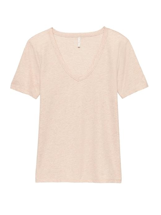 Banana Republic Womens Supima Cotton V-neck T-shirt Silver Flash Size M
