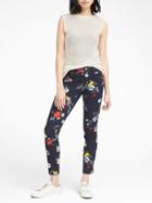 Banana Republic Womens Sloan Skinny-fit Floral Ankle Pant Navy Combo Size 2
