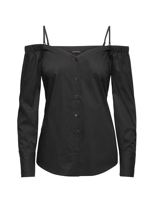 Banana Republic Womens Super-stretch Off-the-shoulder Top Black Size 20