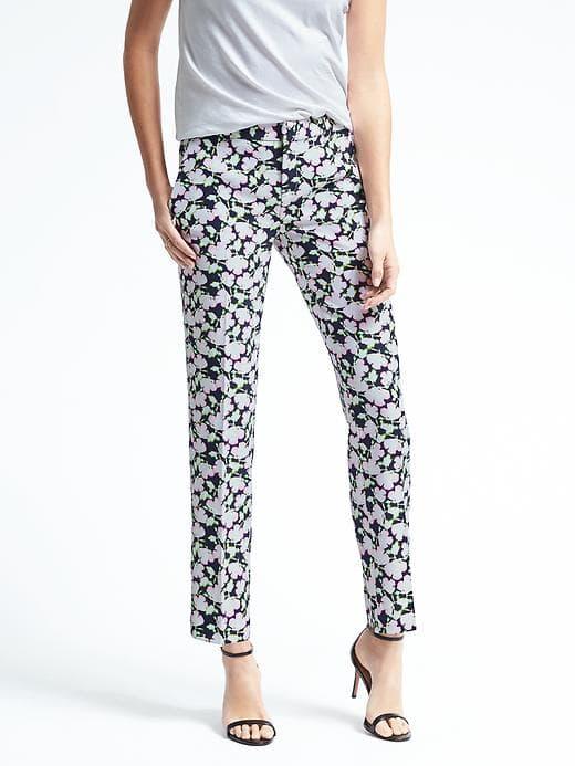 Banana Republic Womens Avery Fit Floral Pant - Silky Floral Cool