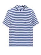 Banana Republic Womens Stripe Button-back Top Blue Galaxy Size L