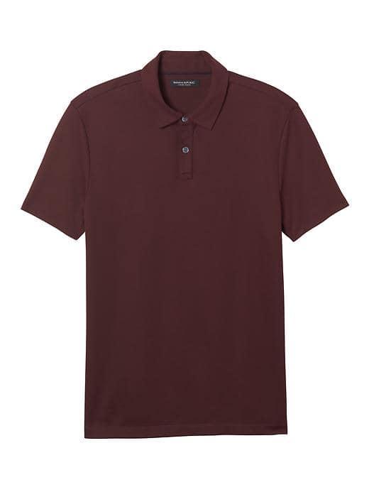 Banana Republic Mens Luxury Touch Mix Texture Polo - Burgundy