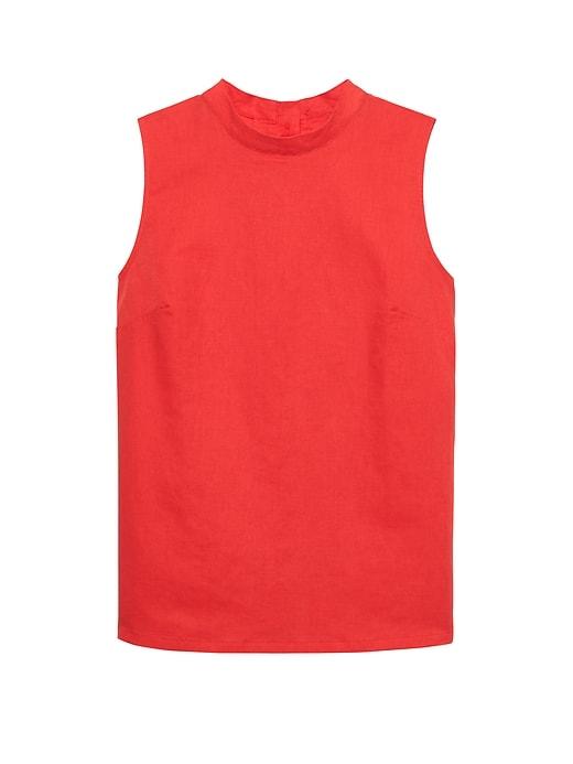 Banana Republic Womens Linen-cotton Button-back Tank Red Sunset Size M