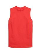 Banana Republic Womens Linen-cotton Button-back Tank Red Sunset Size M