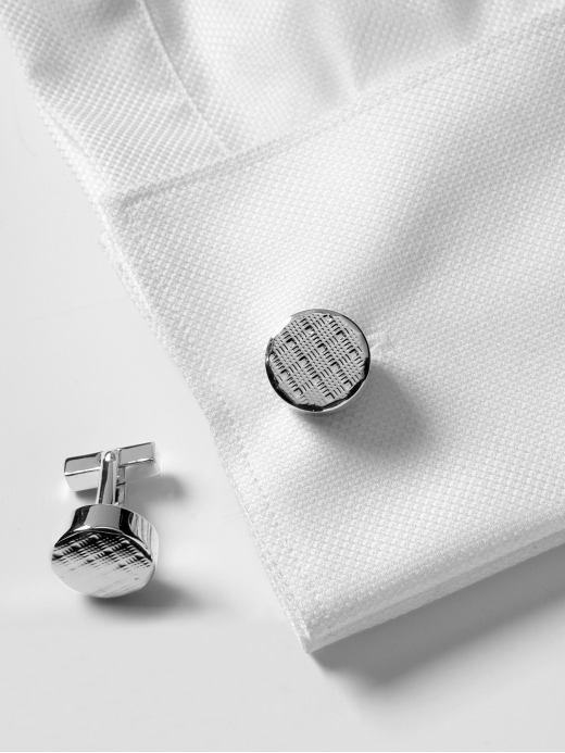 Banana Republic Plaid Disk Cuff Link - Silver