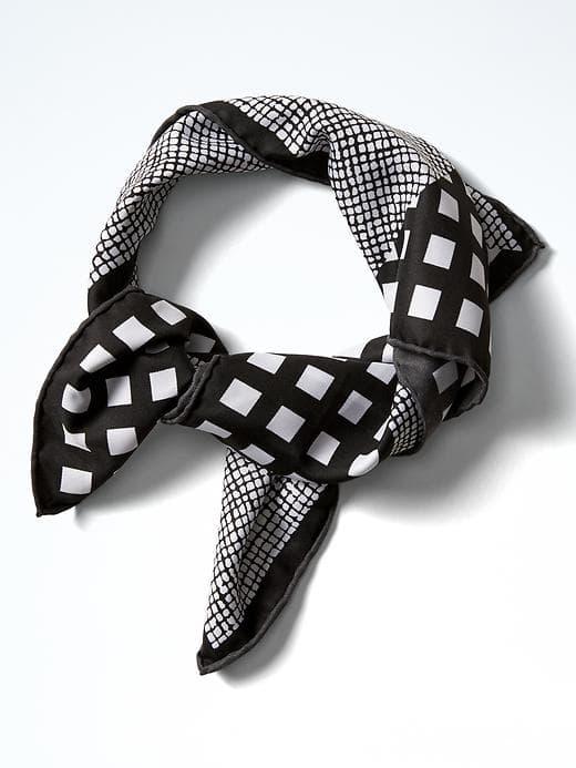 Banana Republic Blocked Gingham Small Square Scarf - Black/white