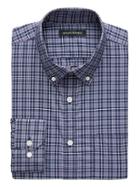 Banana Republic Mens New Slim-fit Tech-stretch Cotton Plaid Shirt Lilac Blush Size L
