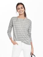 Banana Republic Womens Stripe Vee Back Pullover Size M - Gray Sky