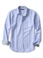 Banana Republic Mens Slim Fit Brushed Cotton Shirt Size L Tall - Light Blue