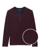 Banana Republic Mens Cotton-modal Waffle-knit Long-sleeve Henley T-shirt California Burgundy Red Size M