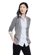 Banana Republic Womens Extra Fine Merino Wool Ribbed Cardigan - Charcoal