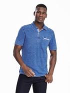 Banana Republic Mens Space Dye Polo Size L Tall - Blue Indigo