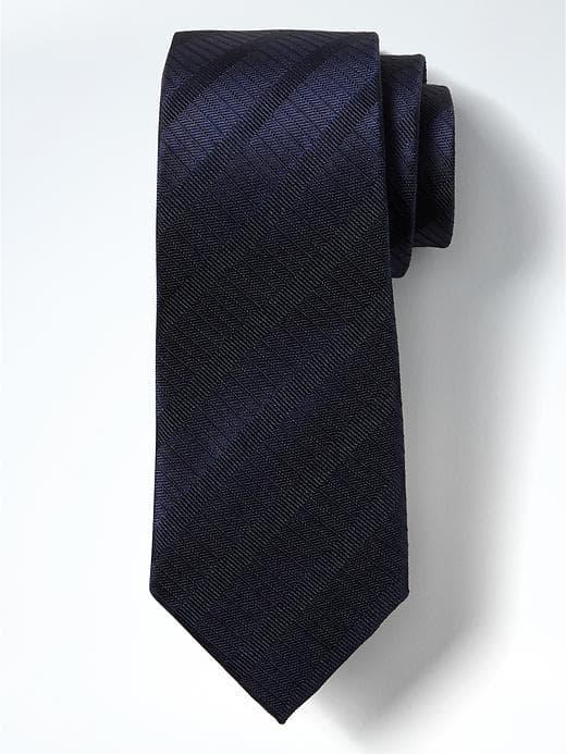 Banana Republic Mens Monogram Stripe Silk Nanotex Tie - Navy