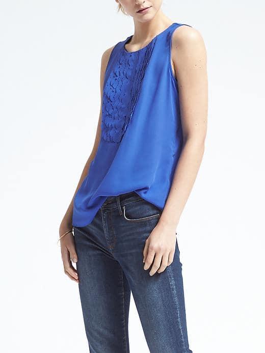 Banana Republic Womens Scallop Front Top - Royal Blue