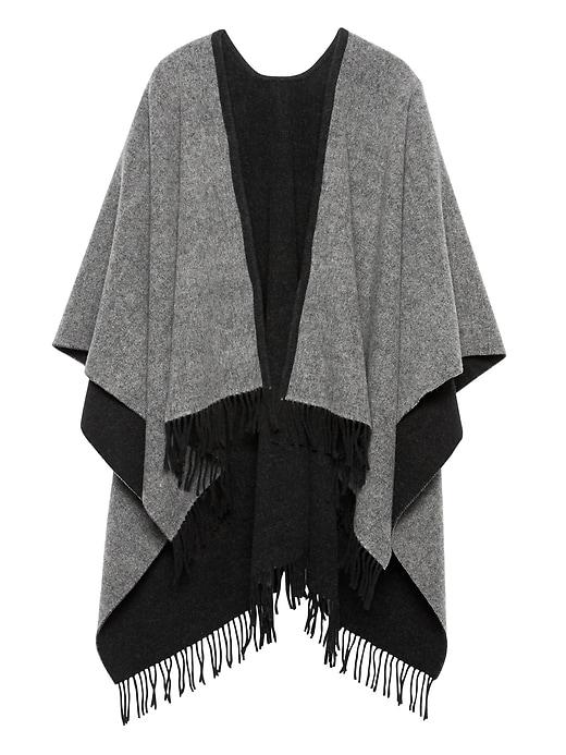 Banana Republic Womens Pop-color Wool Blend Poncho Black Size One Size