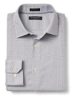 Banana Republic Mens Camden Fit Non Iron Micro Gingham Shirt - Urban Gray