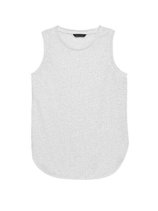 Banana Republic Womens Curved-hem Linen Blend Tank Heather Gray Size S
