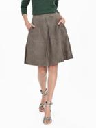 Banana Republic Womens Heritage Suede Grommet Midi Skirt Size 0 - Gray Sky