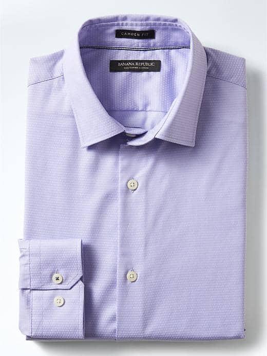 Banana Republic Mens Camden Fit Supima Cotton Dobby Shirt - Lilac Lotus