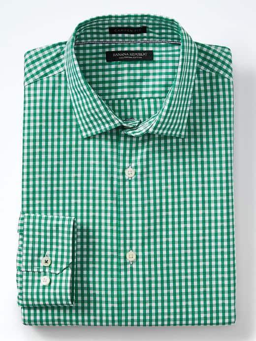 Banana Republic Mens Camden Fit Supima Cotton Gingham Skirt - Green