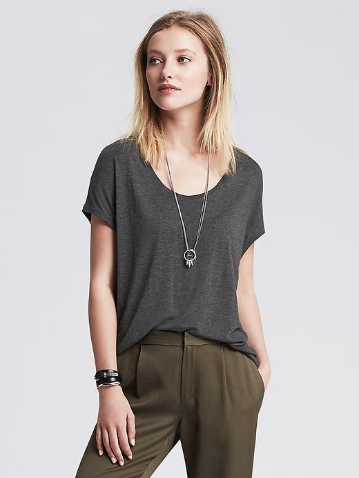 Banana Republic Womens Spacedye Drapey Tee Size M - Medium Heather Gray