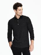 Banana Republic Mens Long Sleeve Pique Polo Size Xl Tall - Black White/iron