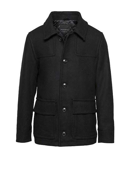 Banana Republic Mens Italian Melton Wool Blend Two-pocket Coat Black Size Xs