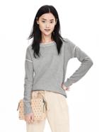 Banana Republic Womens Tipped Italian Cashmere Blend Honeycomb Sweater Size L - Gray Sky