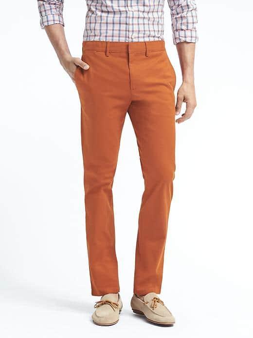 Banana Republic Mens Fulton Skinny Stretch Chino - Pumpkin