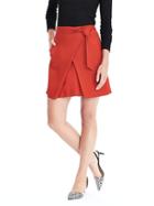 Banana Republic Womens Front Tie Basketweave Skirt Size 0 Petite - Orange Lava