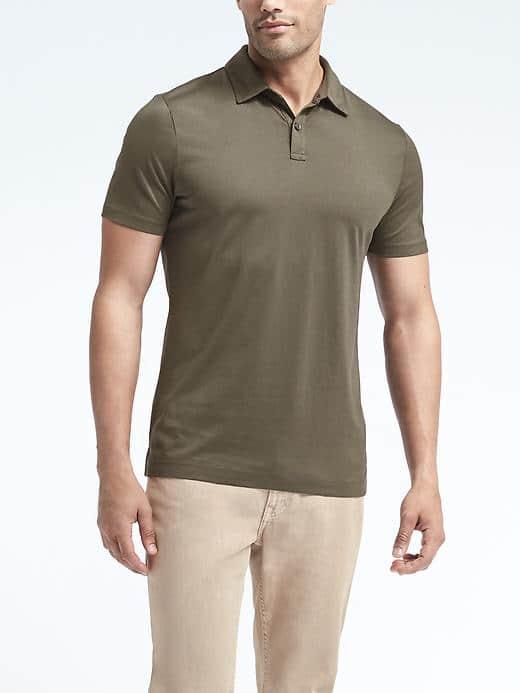 Banana Republic Mens Supima Cotton Polo - Utility Green
