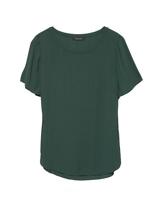 Banana Republic Womens Petite High-low Hem Top Deep Sea Green Size Xs