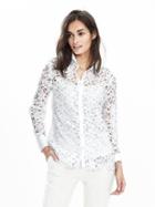 Banana Republic Womens Lace Button Front Blouse Size L - White